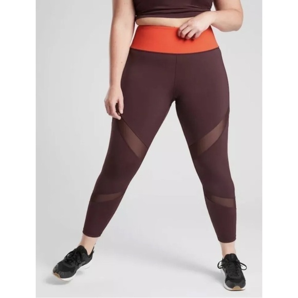 RESERVED! DO NOT BUY! NWOT Athleta Tenacity 7/8 Mesh Orange Brown Leggings Sz XL - Picture 1 of 11